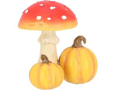 Champignon amanite en polyrésine (Amanite avec citrouilles)