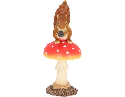 Champignon amanite en polyrésine (Amanite avec écureuil)