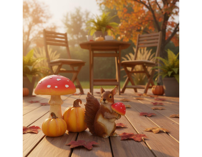Champignon amanite en polyrésine (Amanite avec citrouilles)