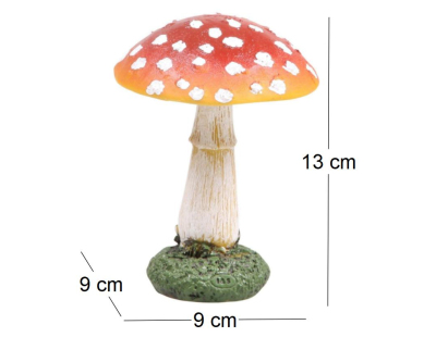 Champignon dans l'herbe en résine (Rond - hauteur 13 cm)