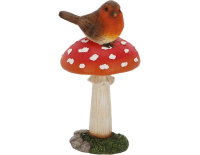Champignons assortis avec oiseau en polyrésine (Lot de 3) (Taille L)
