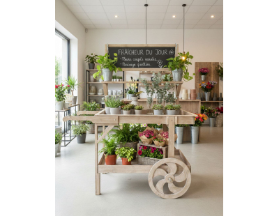 Chariot en bois finition antique