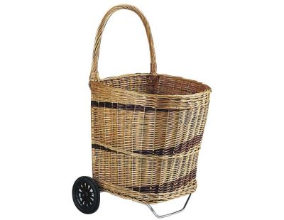 Chariot à bûches en osier sur roulettes (1)