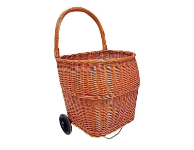 Chariot à bûches en osier buff