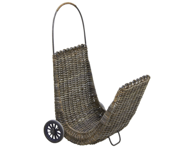 Chariot à bûches en poelet croco sur roulettes