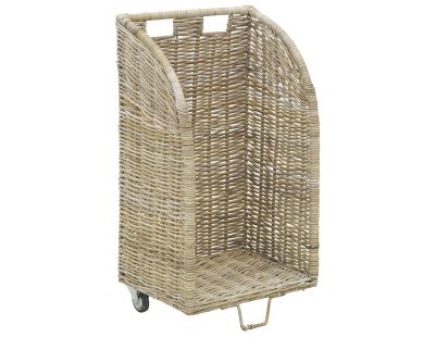 Panier à bûches sur roulettes en osier SHOPPER