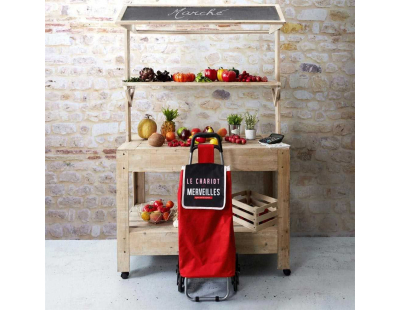 Chariot shopping en polyester 6 roues (Rouge)