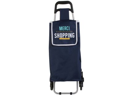 Chariot shopping en polyester 6 roues (Bleu)