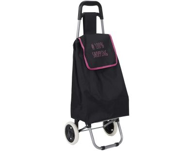 Chariot shopping 2 roues Hashtag (Noir liseré rose )