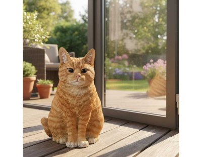 Chat assis en résine 29 cm (Roux)
