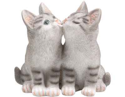 Chats en résine 18x12x17 cm (Gris)