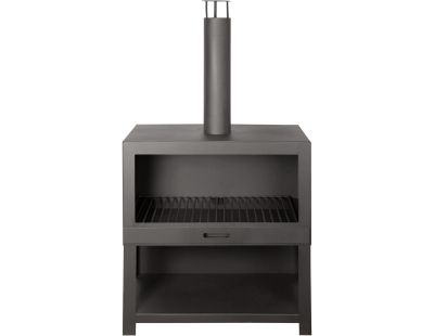 Cheminée d'extérieur avec bûcher intégré (Noir)