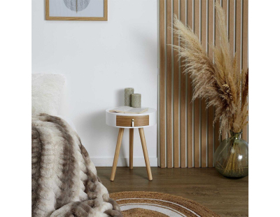 Chevet en bois scandinave Nora (Blanc)