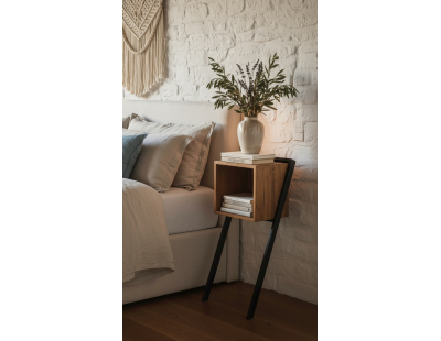 Chevet mural en bois et métal