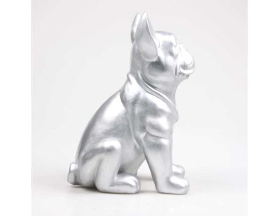 Chien bouledogue français coloré 37 x 25 x 22 cm (Argent)