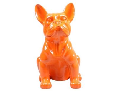 Chien bouledogue français coloré 37 x 25 x 22 cm (Orange)