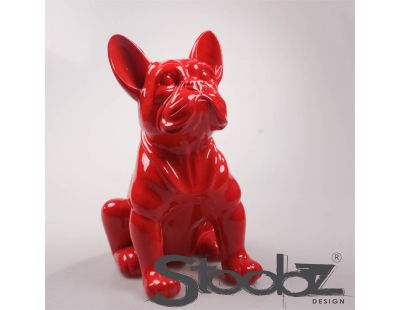 Chien bouledogue français coloré 37 x 25 x 22 cm (Rouge)