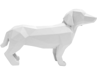 Chien en résine mat Origami (Blanc)