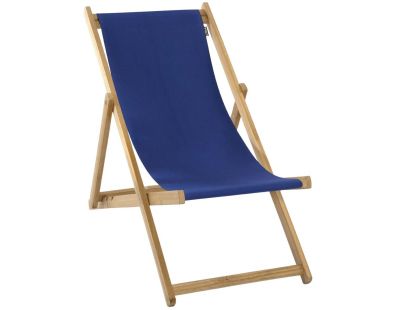 Chilienne sans accoudoirs bois d'eucalyptus tissu 100% coton Elvas (Bleu)