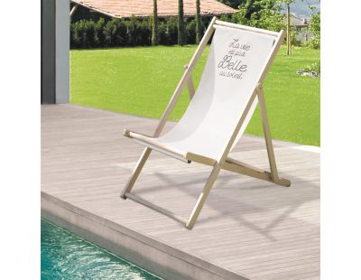 Chilienne en pin et tissu Santos (Beige et gris)