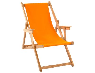 Chilienne transat bois d'eucalyptus tissu 100% coton Elvas (Orange)