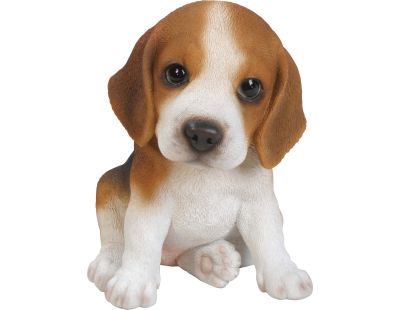 Chiot Beagle assi en résine 15 cm