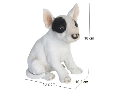 Chiot bull terrier assis en résine 18 cm