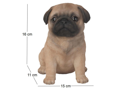 Chiot carlin en résine 16 cm
