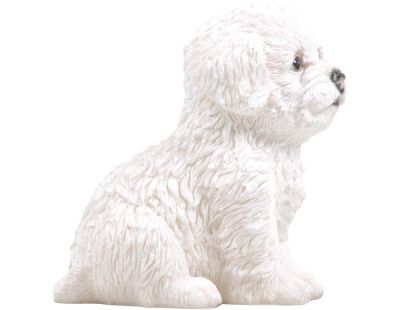 Chiot en résine Bichon frisé 13x10x15 cm