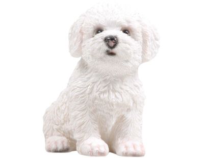 Chiot en résine Bichon frisé 13x10x15 cm