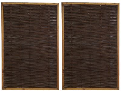 Claustra en pin naturel et osier naturel (Lot de 2)