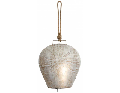 Cloche Edelweiss en métal blanchi (26 cm)