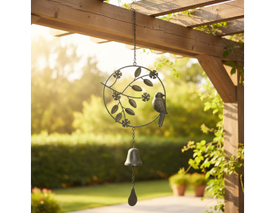 Cloche de jardin avec oiseau 24x6x70cm