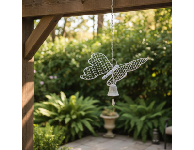 Cloche de jardin papillon blanc patiné