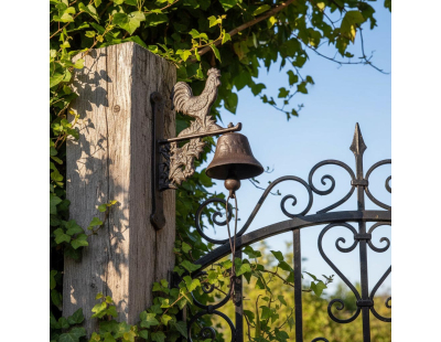 Cloche murale en fonte coq