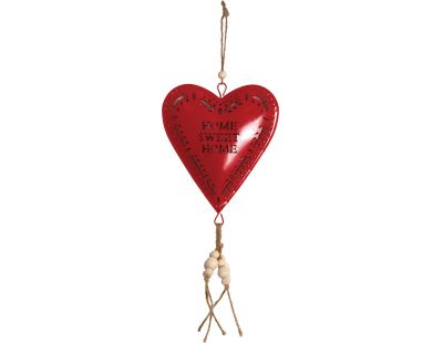 Coeur rouge en métal à suspendre Sweet home 14 cm