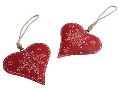 Coeur à suspendre en métal et corde (Lot de 2) (12 cm)