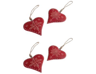 Coeur à suspendre en métal et corde (Lot de 4 - 8 cm )