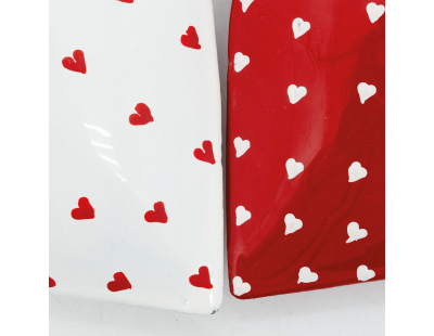 Coeurs en métal rouge et blanc (Lot de 2)