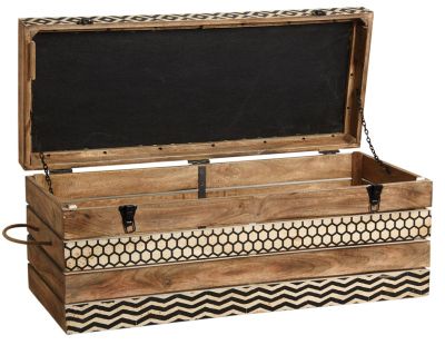 Coffre banc Zigzag en manguier et coton