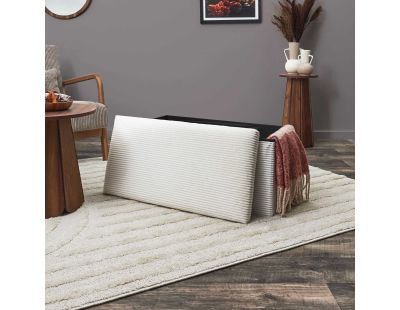 Coffre banc pliable en velours côtelé Scott (Beige)