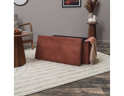 Coffre banc pliable en velours côtelé Scott (Terracotta)