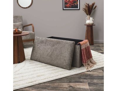 Coffre banc pliable en velours côtelé Scott (Taupe)