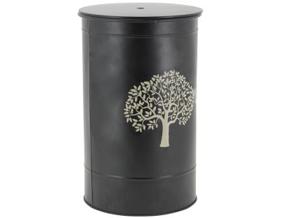 Coffre à pellets laqué (Métal noir Arbre)