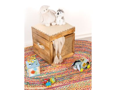 Coffre pouf carré en manguier