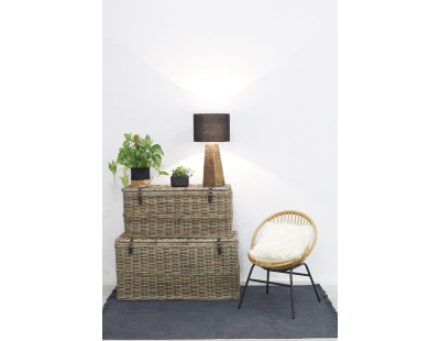 Coffres bouts de lit en poelet gris (Lot de 2)