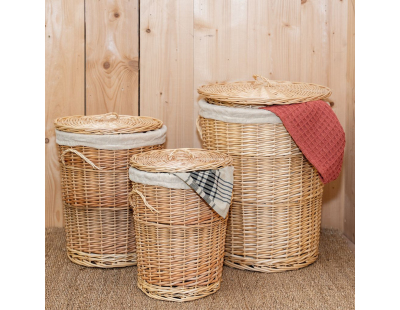 Coffres à linge en osier blanc (Lot de 3)