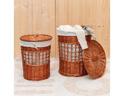 Coffres à linge en osier  naturel et coton