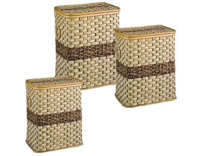Coffres à linge en rotin et buri (Lot de 3)
