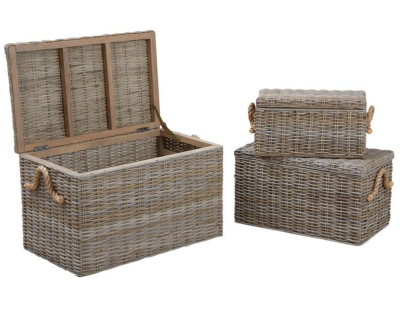 Coffres en poelet naturel (Lot de 3)